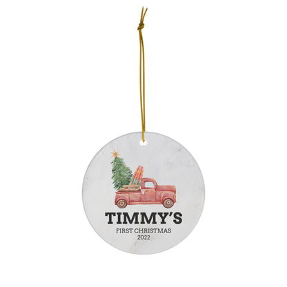 Baby’s First Christmas Ornament - Personalized First Christmas Truck Ornament - Custom Baby Boy Truck Ornament