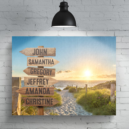 Signpost at the Beach Personalized Premium Canvas