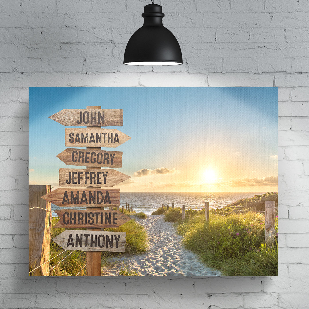 Signpost at the Beach Personalized Premium Canvas