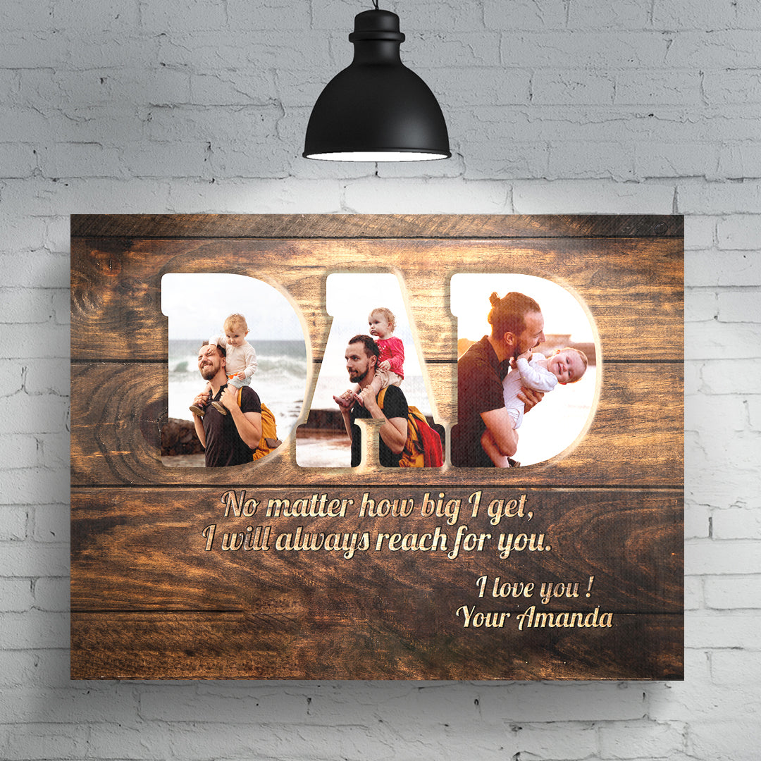 Dad Personalized Photo Premium Canvas (Wood Version)