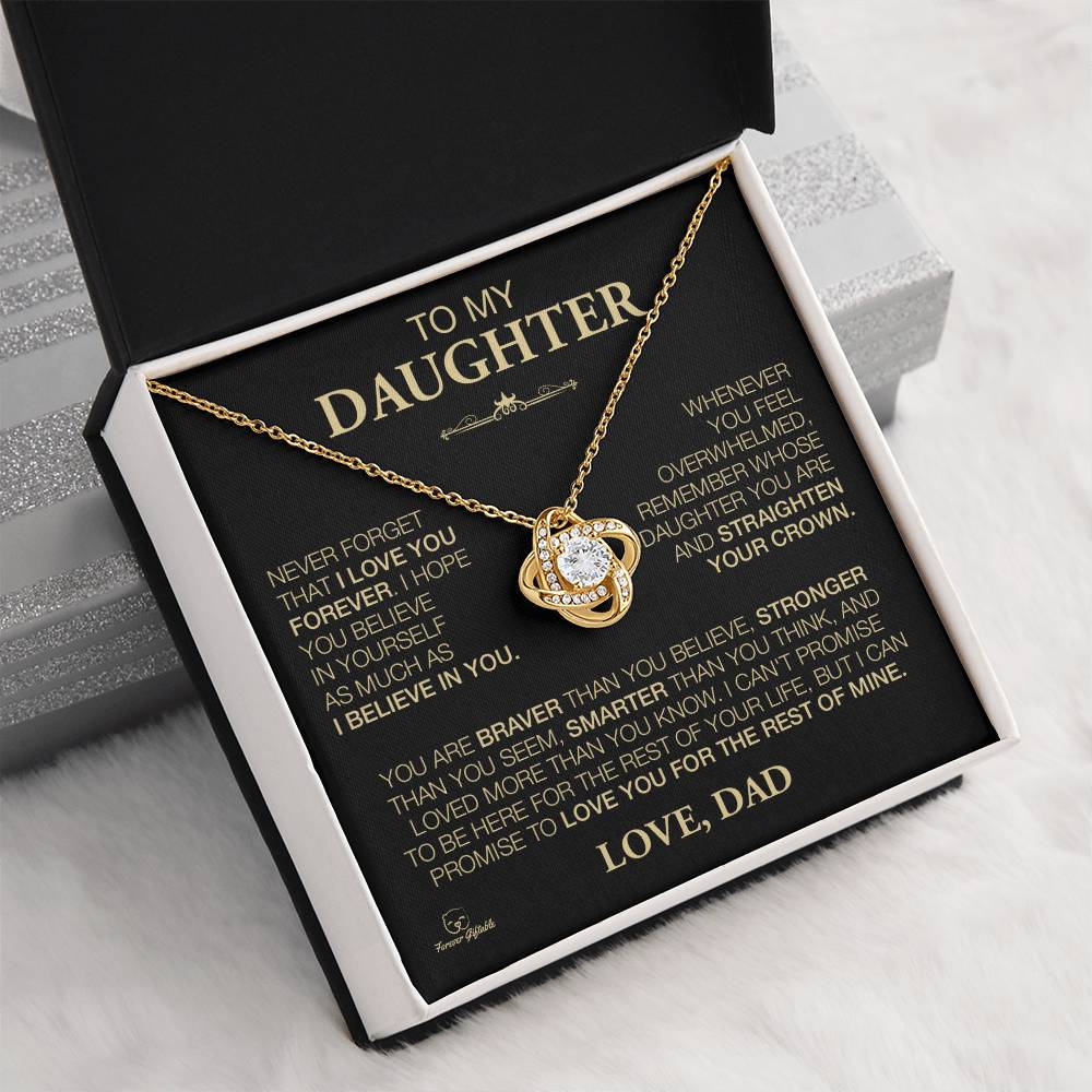 (Almost Sold Out) Gift For Daughter From Dad "Loved More Than You Know" Love Knot Necklace