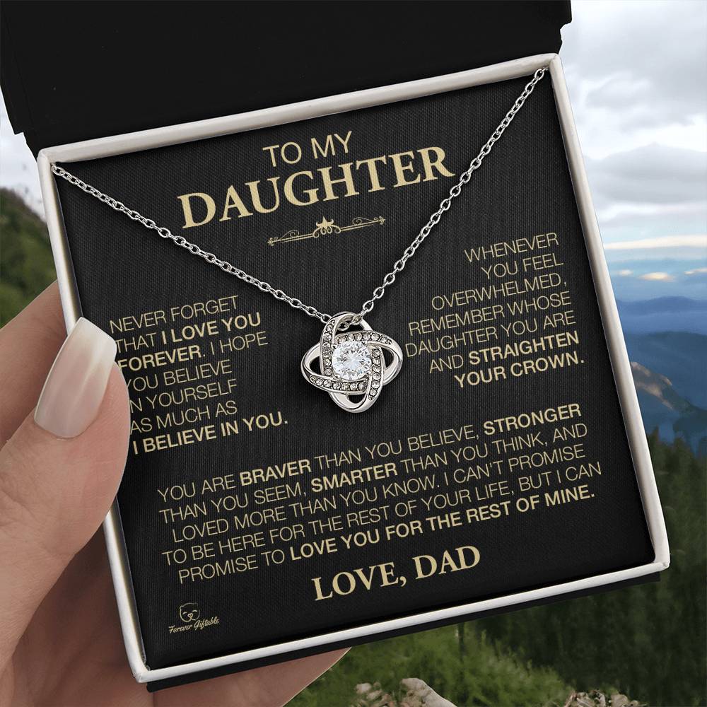 (Almost Sold Out) Gift For Daughter From Dad "Loved More Than You Know" Love Knot Necklace