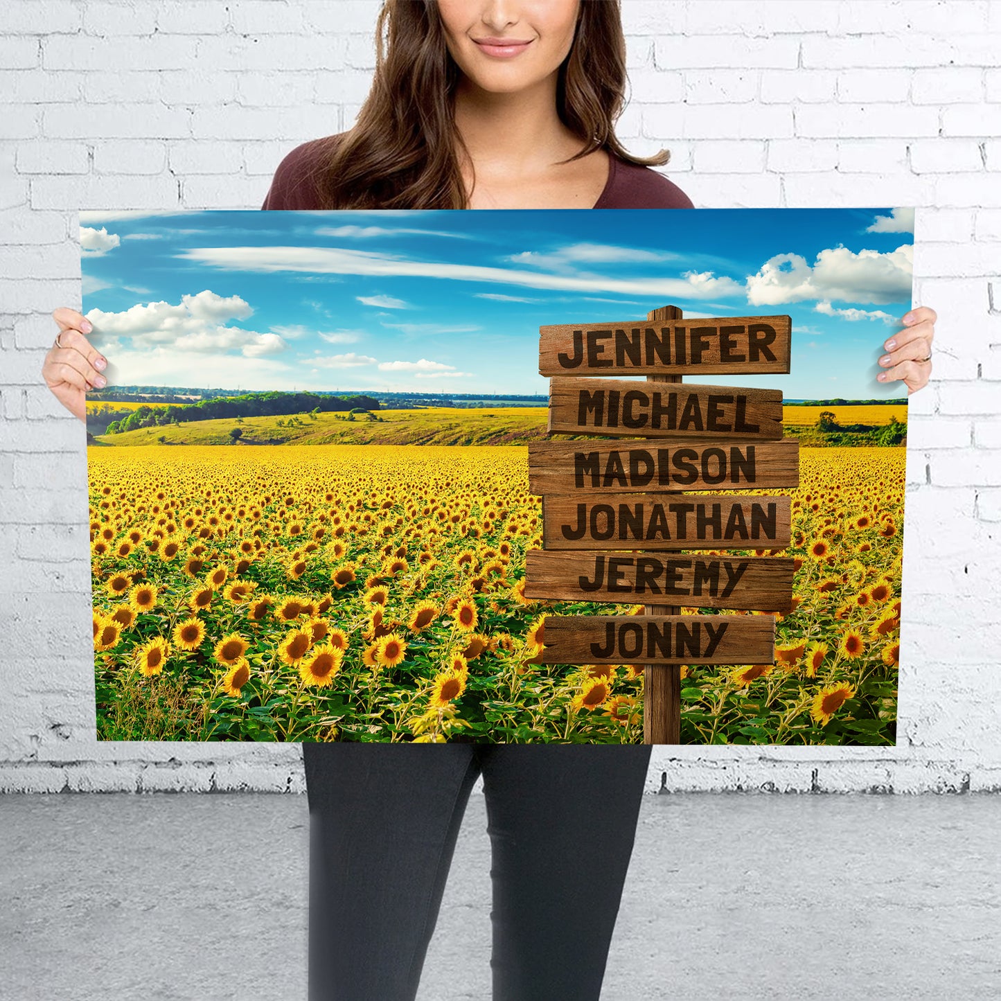 Sunflower Field Multi-Names Personalized Premium Canvas