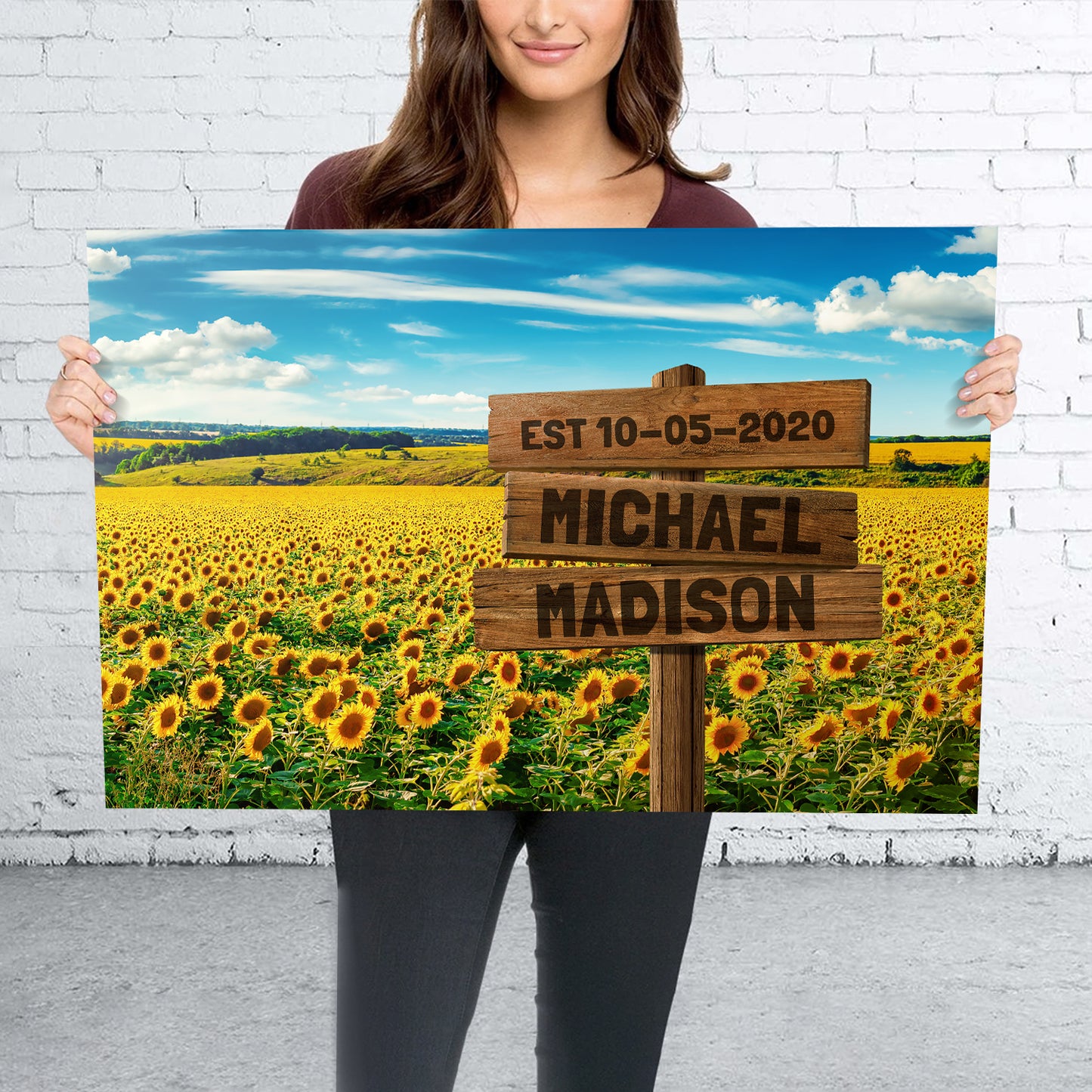 Sunflower Field Multi-Names Personalized Premium Canvas