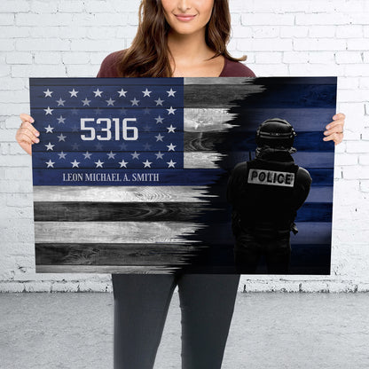 Thin Blue Line Personalized Premium Canvas