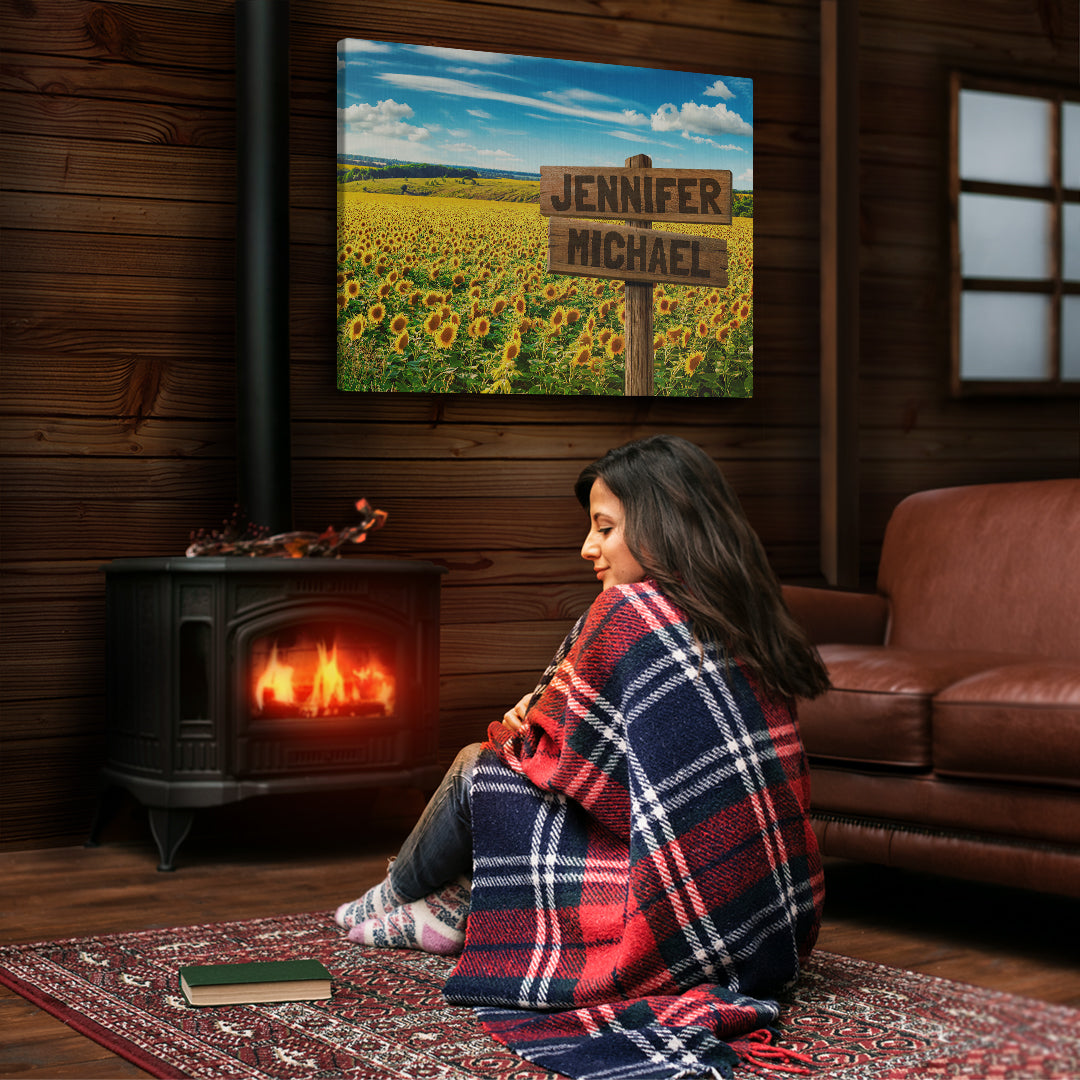 Sunflower Field Multi-Names Personalized Premium Canvas