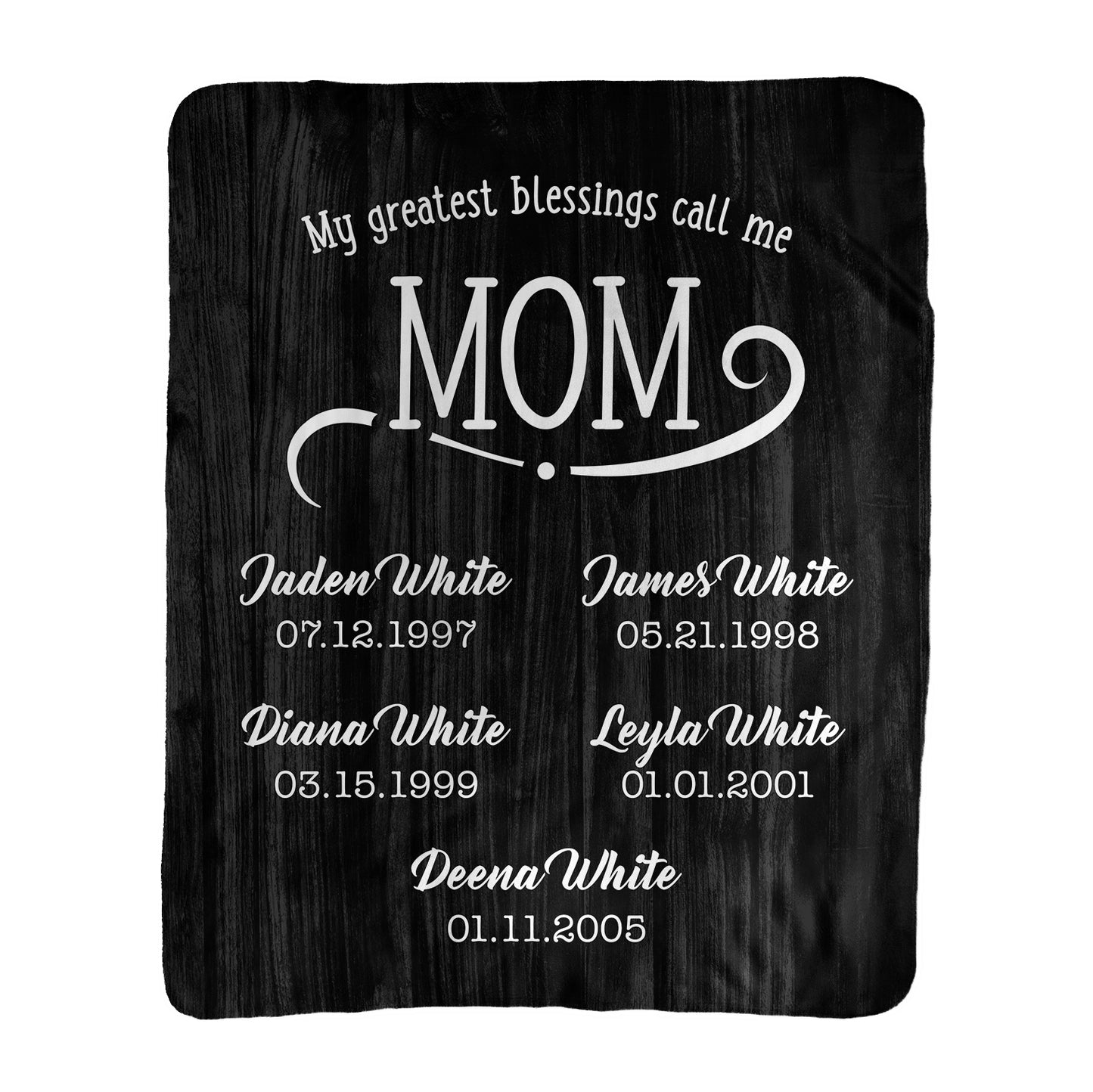 My Greatest Blessings Call Me Mom Rustic Personalized Blanket