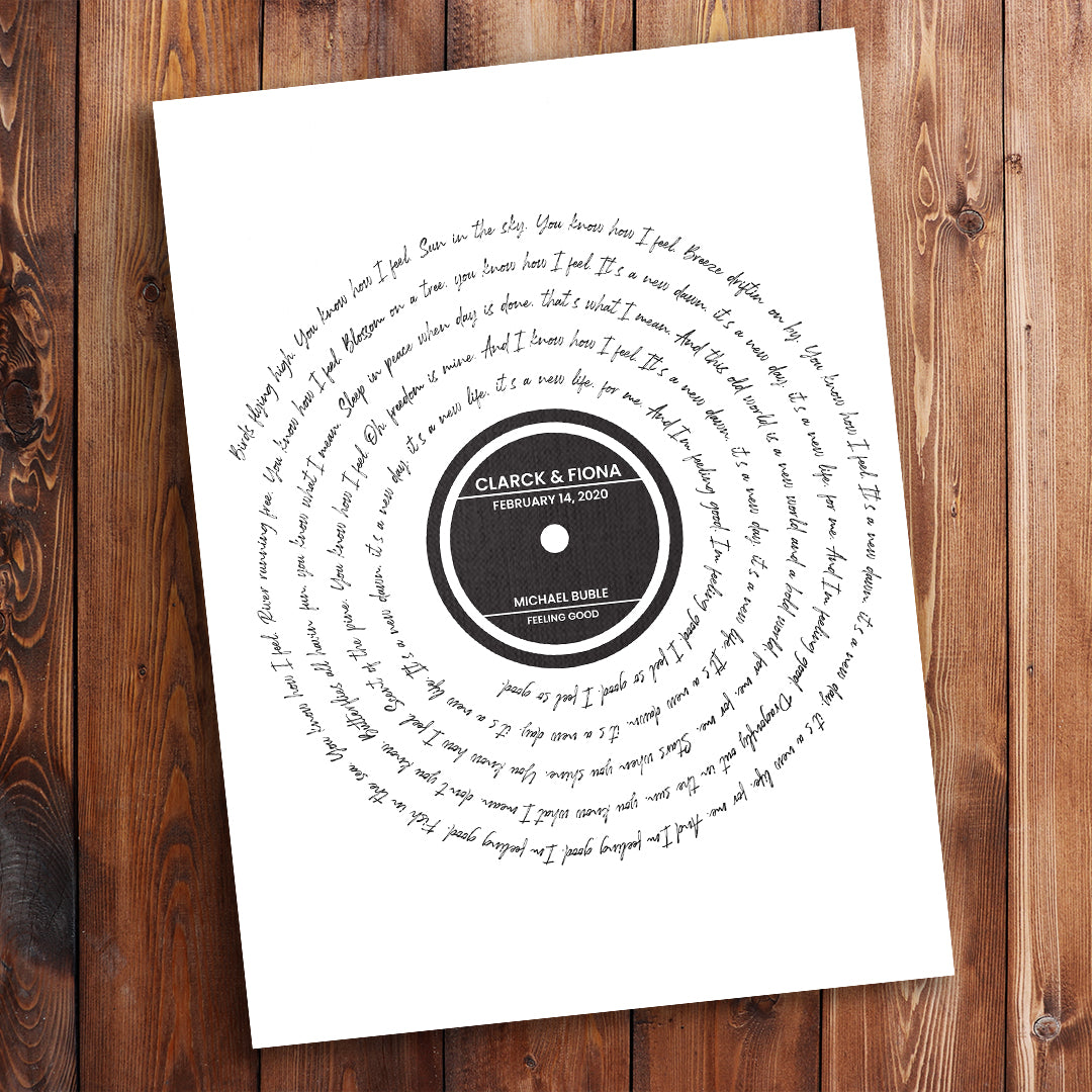 Husband Valentines Day Gift Anniversary Gift Personalized Record Print Custom Print Vinyl Poster Record Lyric Print Song Lyric Personalized Premium Canvas