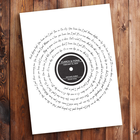 Husband Valentines Day Gift Anniversary Gift Personalized Record Print Custom Print Vinyl Poster Record Lyric Print Song Lyric Personalized Premium Canvas