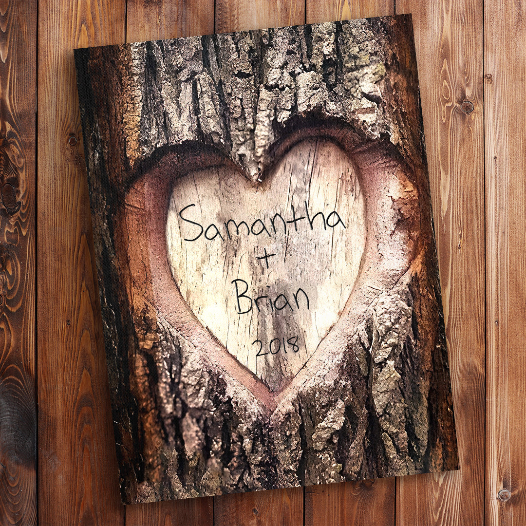 “So In Love” Personalized Dark Wood Plank Premium Canvas