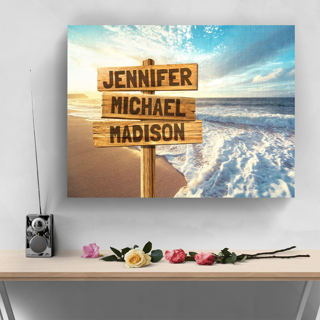 Sunset Ocean Multi-Names Personalized Premium Canvas