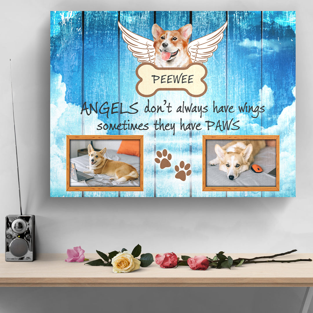 Pet Photo Memorial With Angel Wings Dog Personalized Premium Canvas