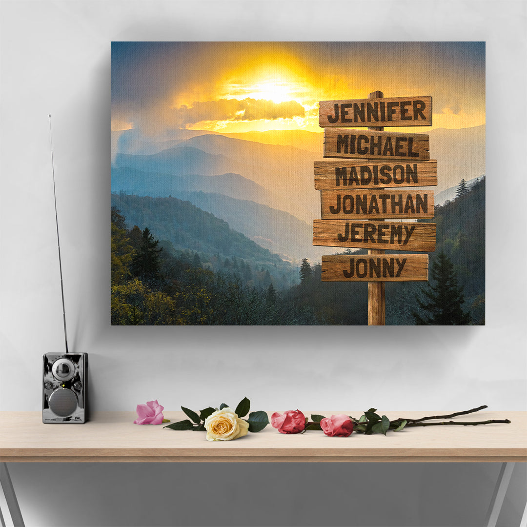 Sunset Mountains Multi-Names Personalized Premium Canvas