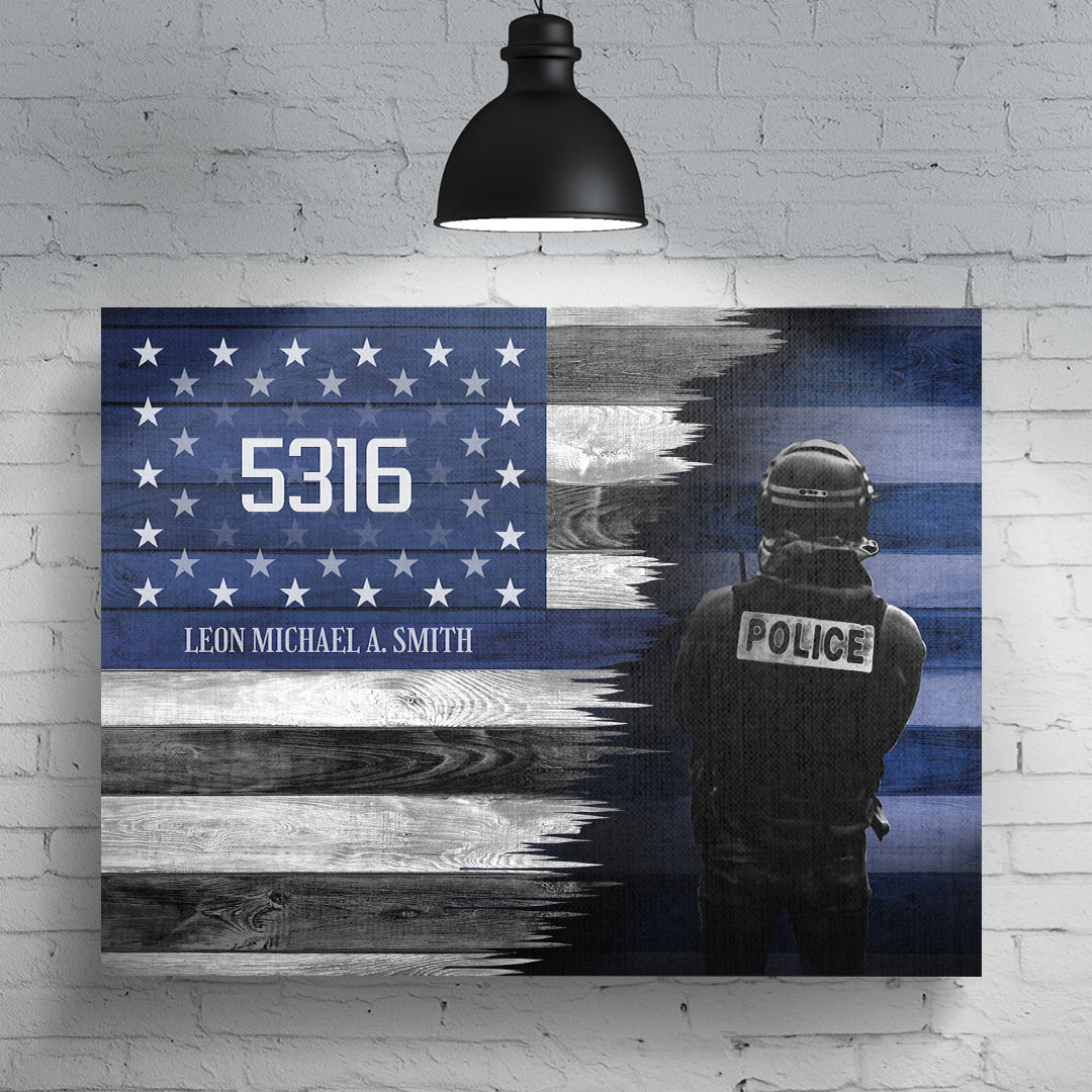 Thin Blue Line Personalized Premium Canvas