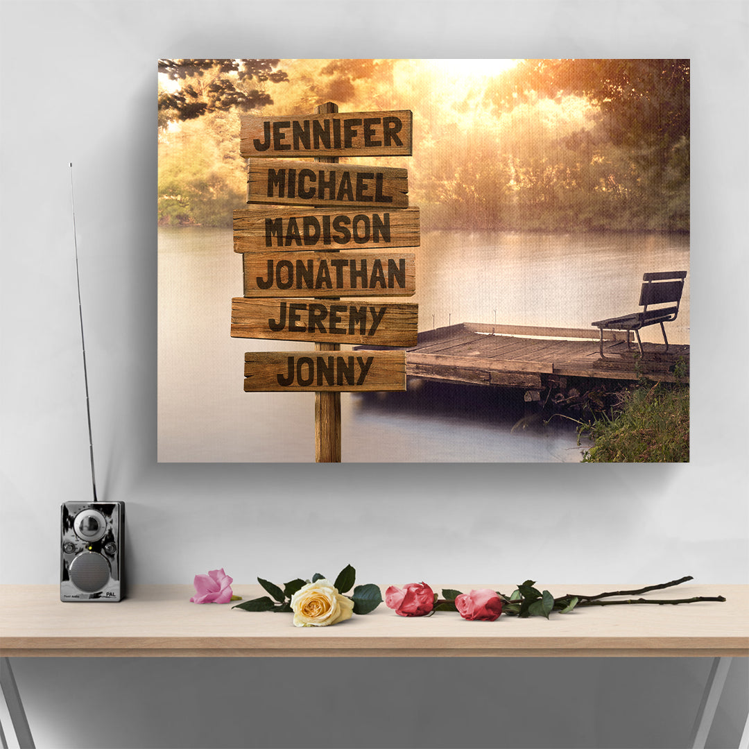 Lake Dock Multi-Names Personalized Premium Canvas