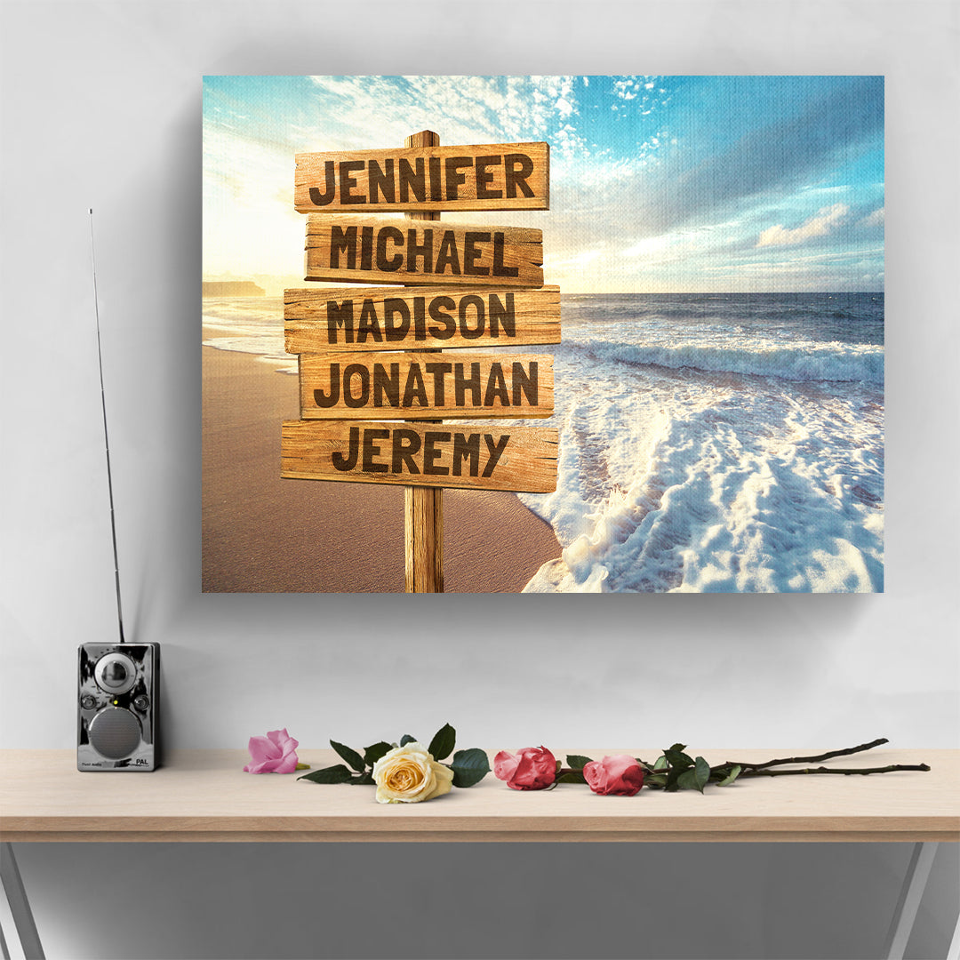 Sunset Ocean Multi-Names Personalized Premium Canvas