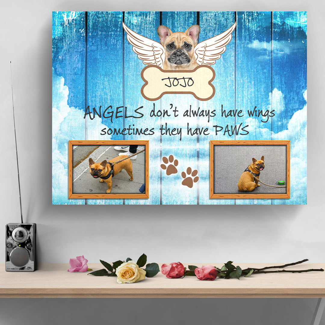 Pet Photo Memorial With Angel Wings Dog Personalized Premium Canvas