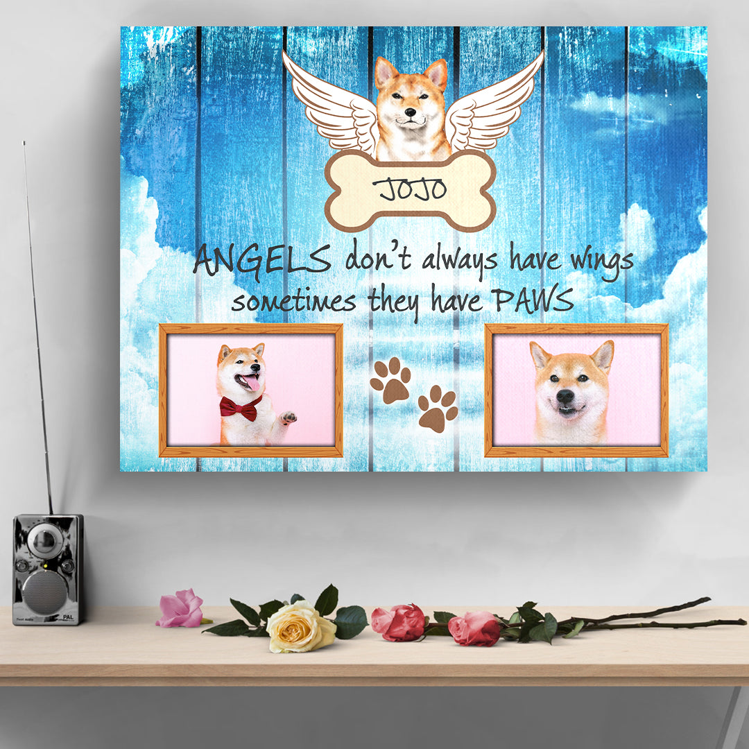 Pet Photo Memorial With Angel Wings Dog Personalized Premium Canvas