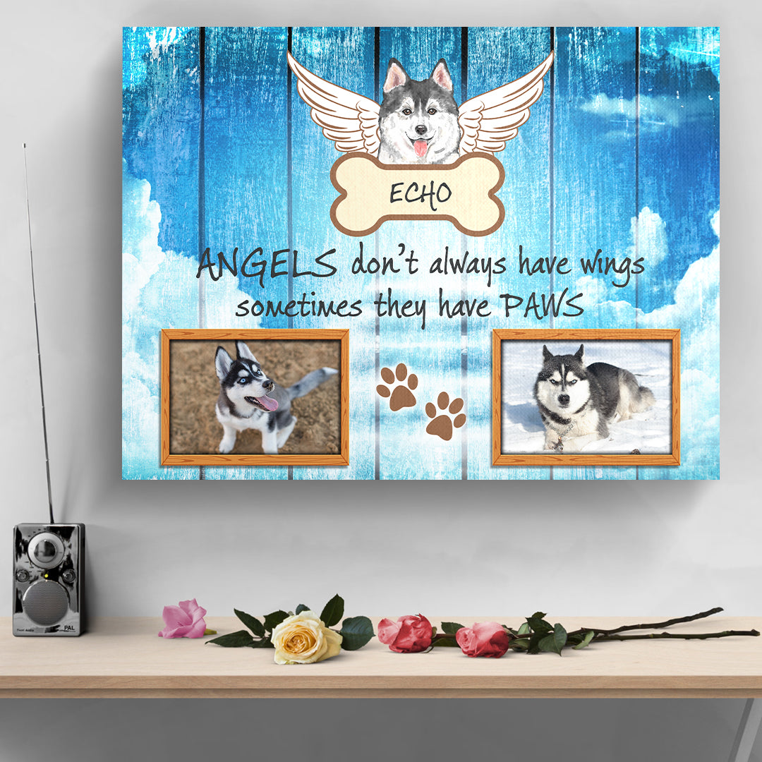 Pet Photo Memorial With Angel Wings Dog Personalized Premium Canvas