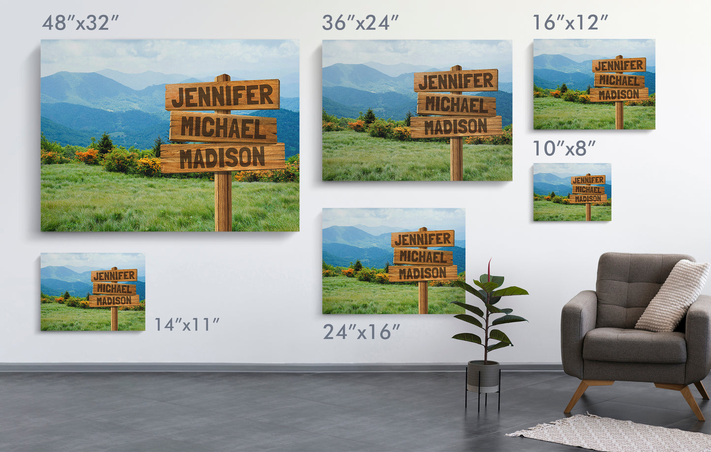 Mountains Multi-Names Personalized Premium Canvas