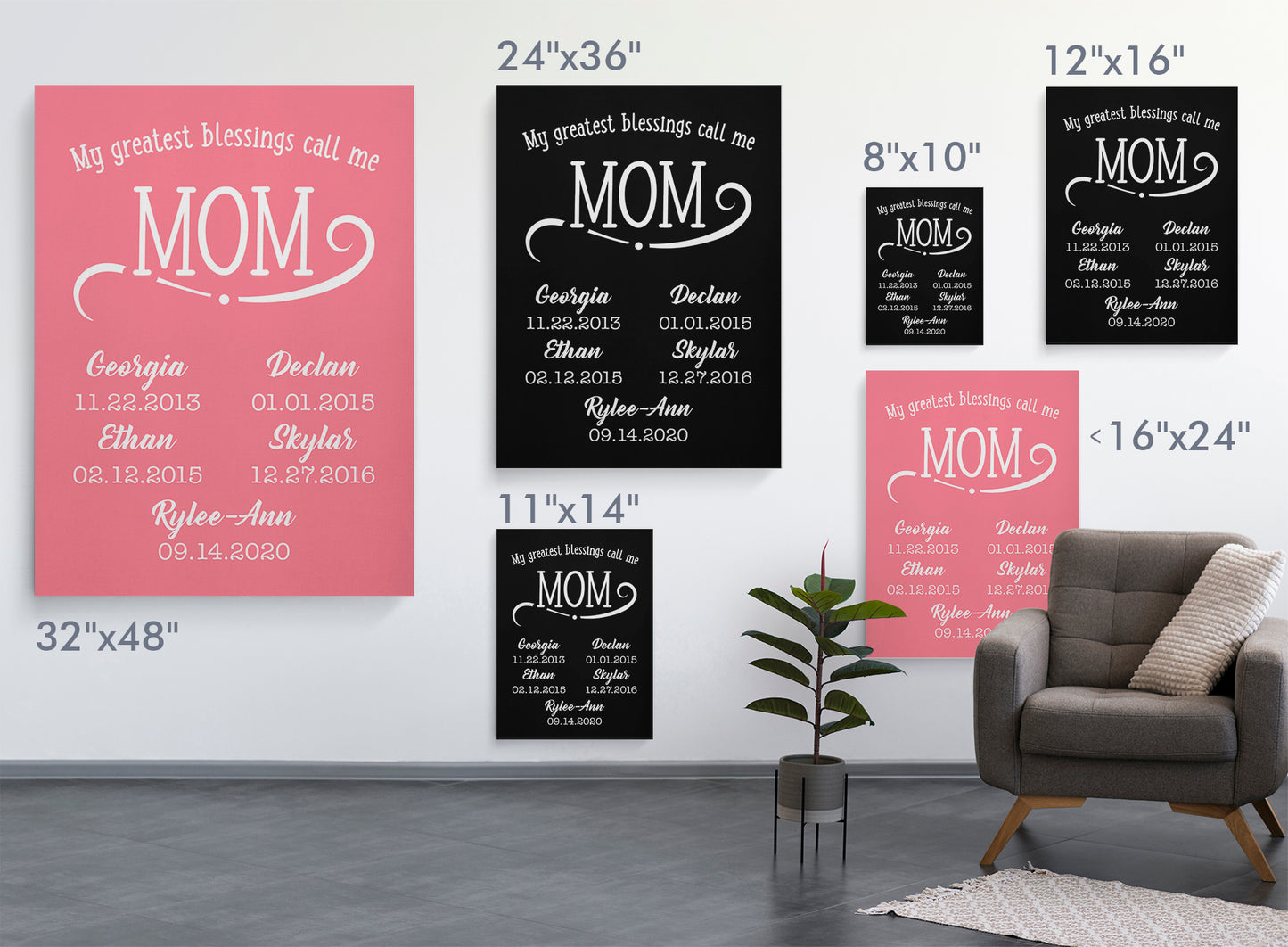 My Greatest Blessings Call Me Mom Personalized Premium Canvas