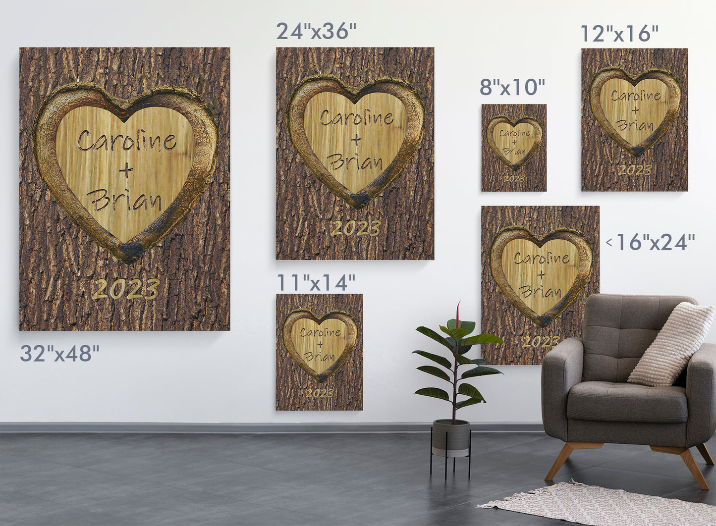 “So In Love” Personalized Light Wood Plank Premium Canvas