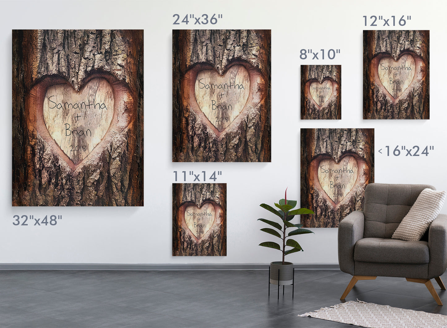 “So In Love” Personalized Dark Wood Plank Premium Canvas