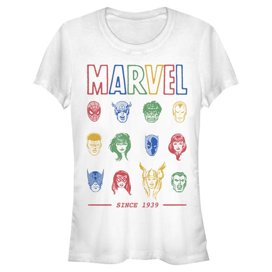 Junior's Marvel Primary Faces T-Shirt