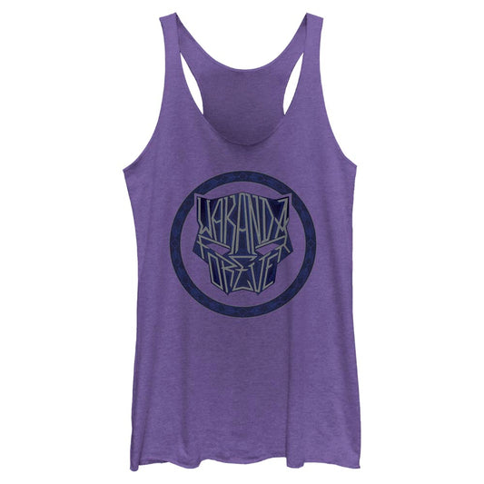 Junior's Marvel Black Panther Wakanda Forever Sigil Phrase Tank Top