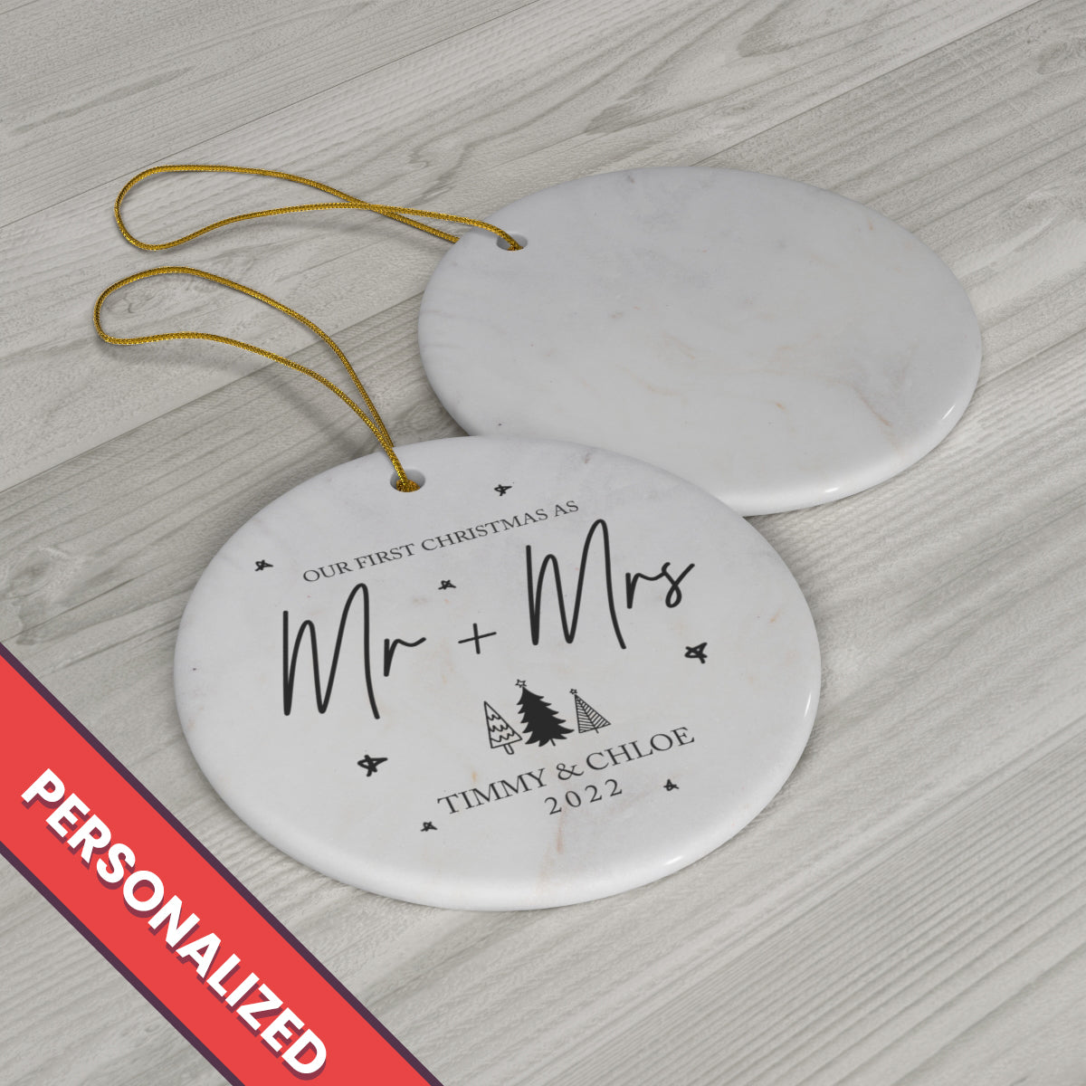 Personalized Mr and Mrs Christmas Ornament - First Christmas Married Ornament - Our First Christmas Married as Mr and Mrs Ornament - Mr and Mr - Mrs and Mrs