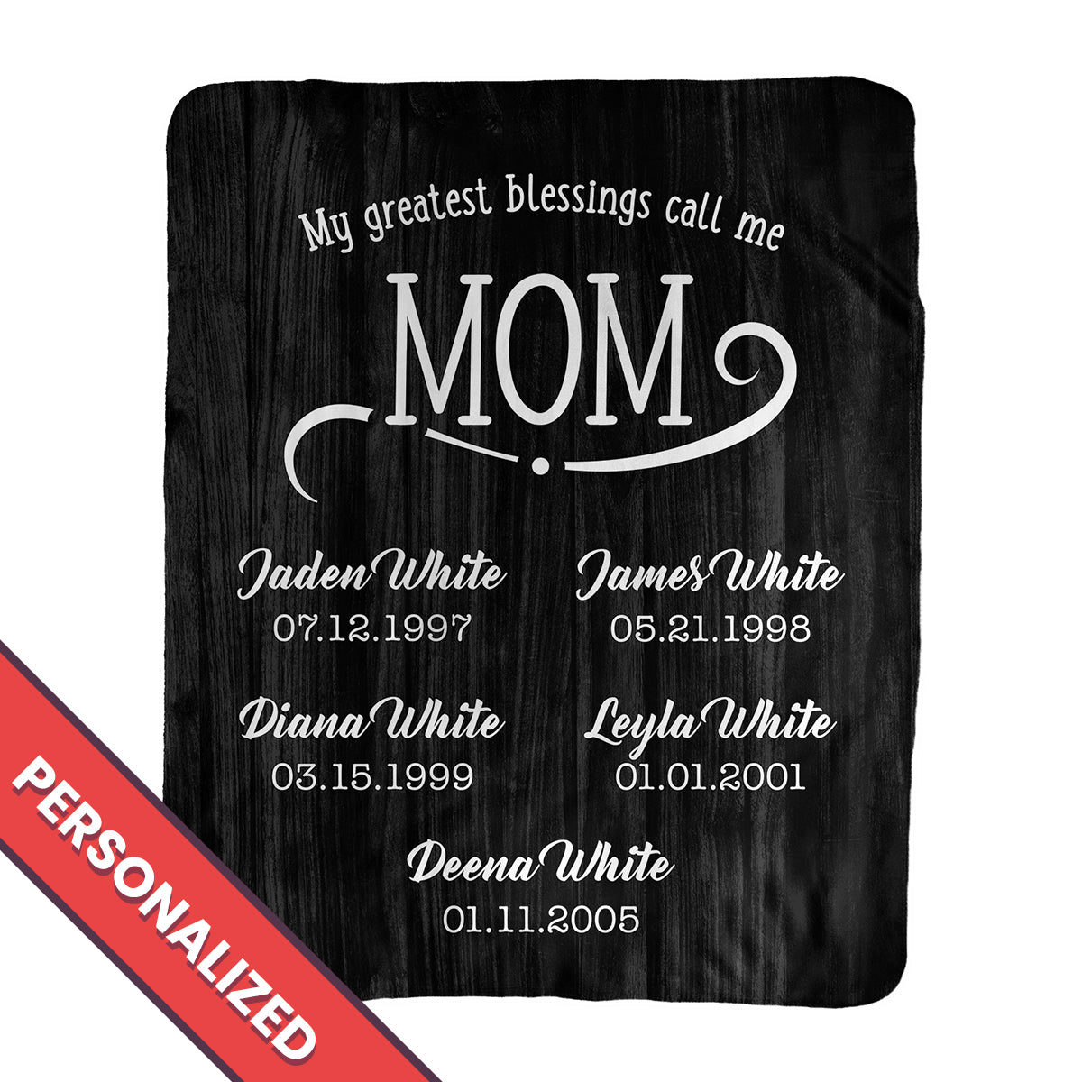 My Greatest Blessings Call Me Mom Rustic Personalized Blanket