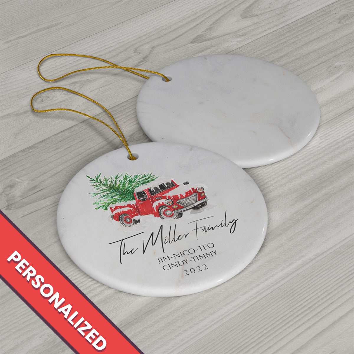 Christmas Truck Ornament - Personalized Family Christmas Ornament - Family Ornament - First Christmas