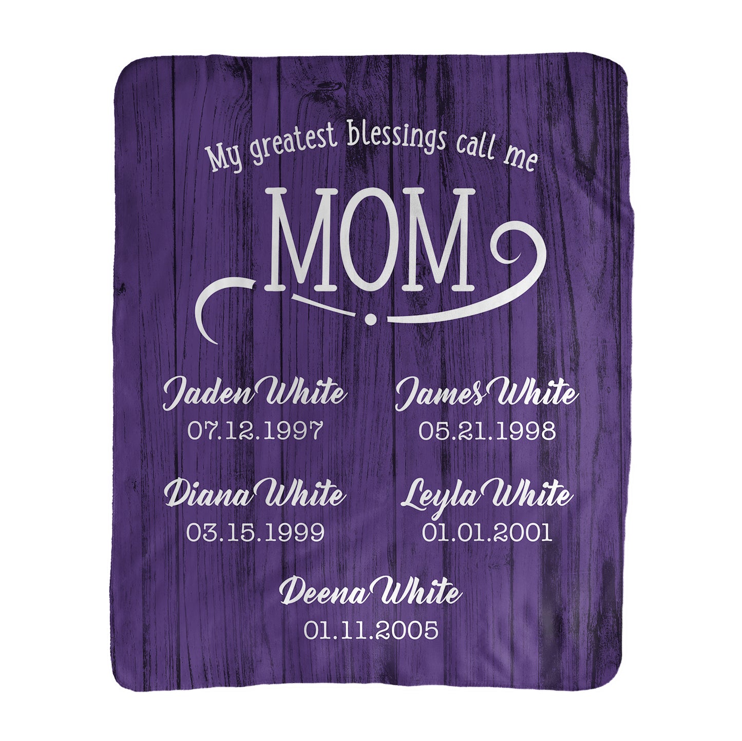 My Greatest Blessings Call Me Mom Rustic Personalized Blanket