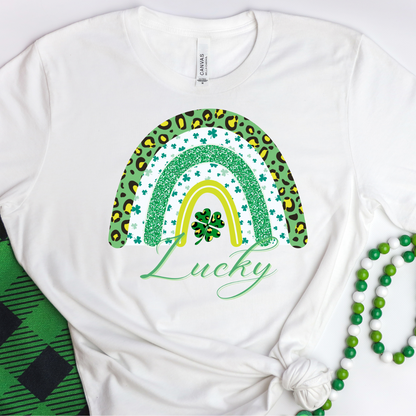 St. Patrick's Day Shirt | Shamrock Leopard Rainbow