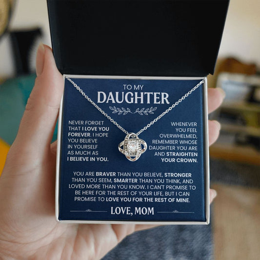 To My Daughter You Are Braver Than You Believe - Love Mom - Love Knot Necklace