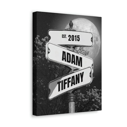 Full Moon at Night Vintage Street Sign Personalized Premium Canvas