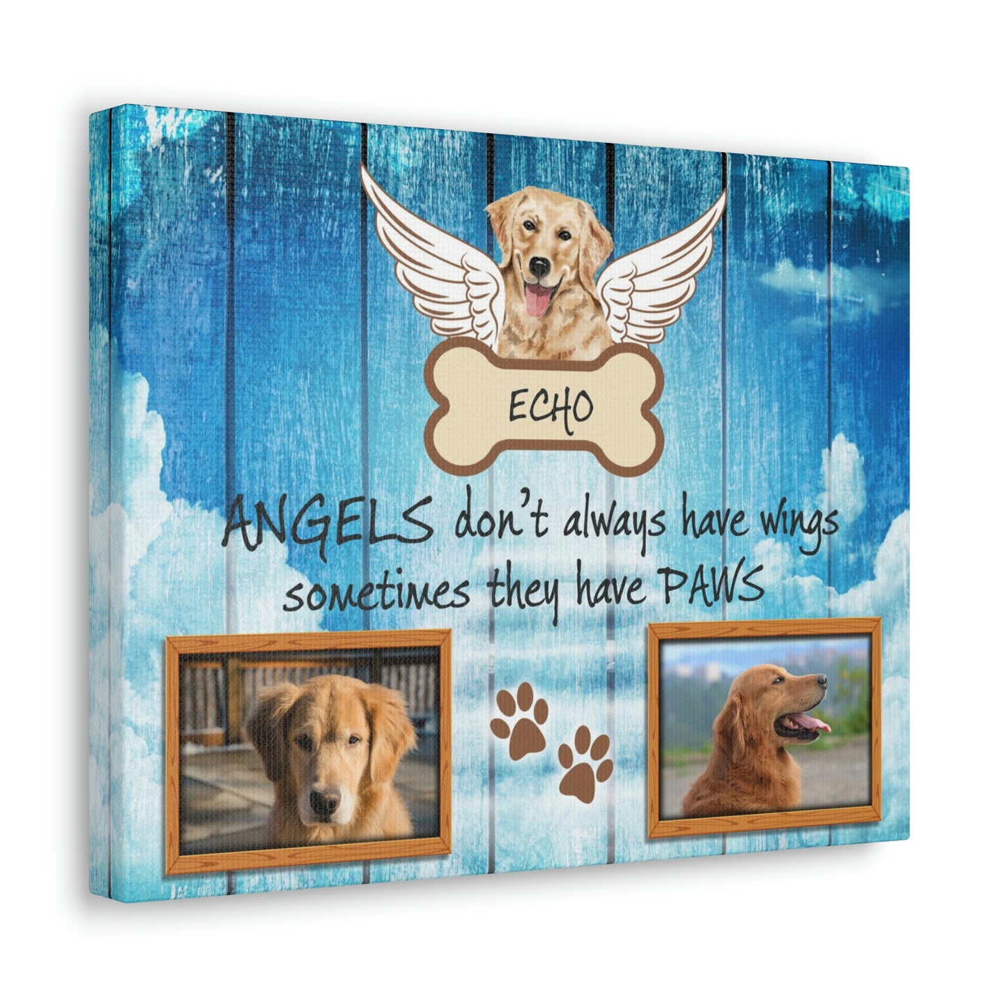 Pet Photo Memorial With Angel Wings Dog Personalized Premium Canvas