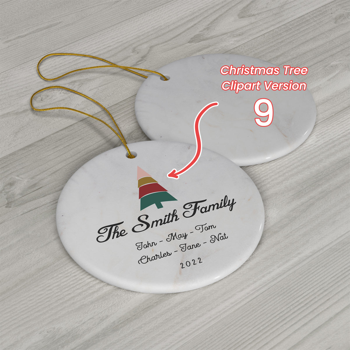 Christmas Family Ornament -  Family Names Christmas 2022 - Christmas Tree Clipart