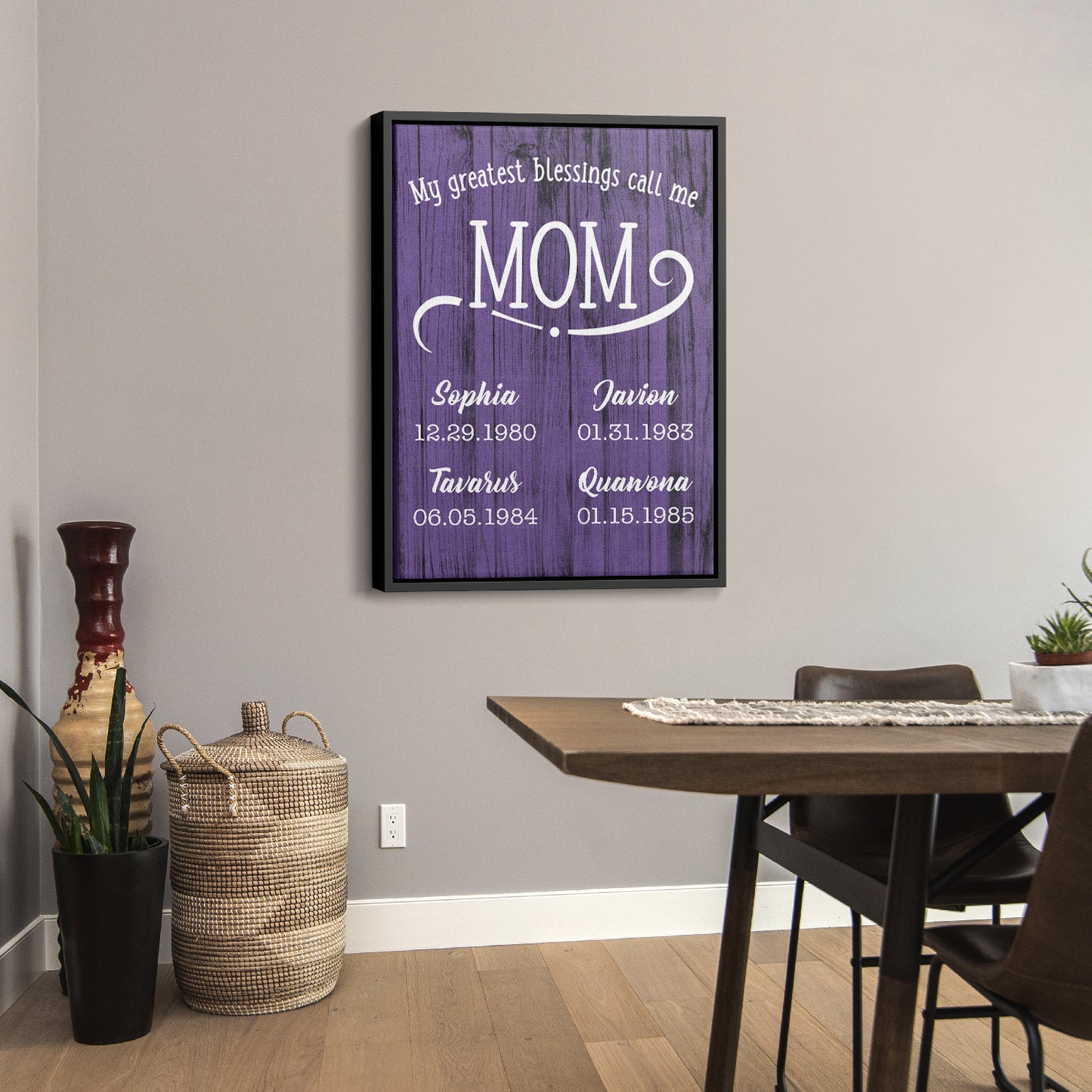 My Greatest Blessings Call Me Mom Rustic Personalized Premium Canvas