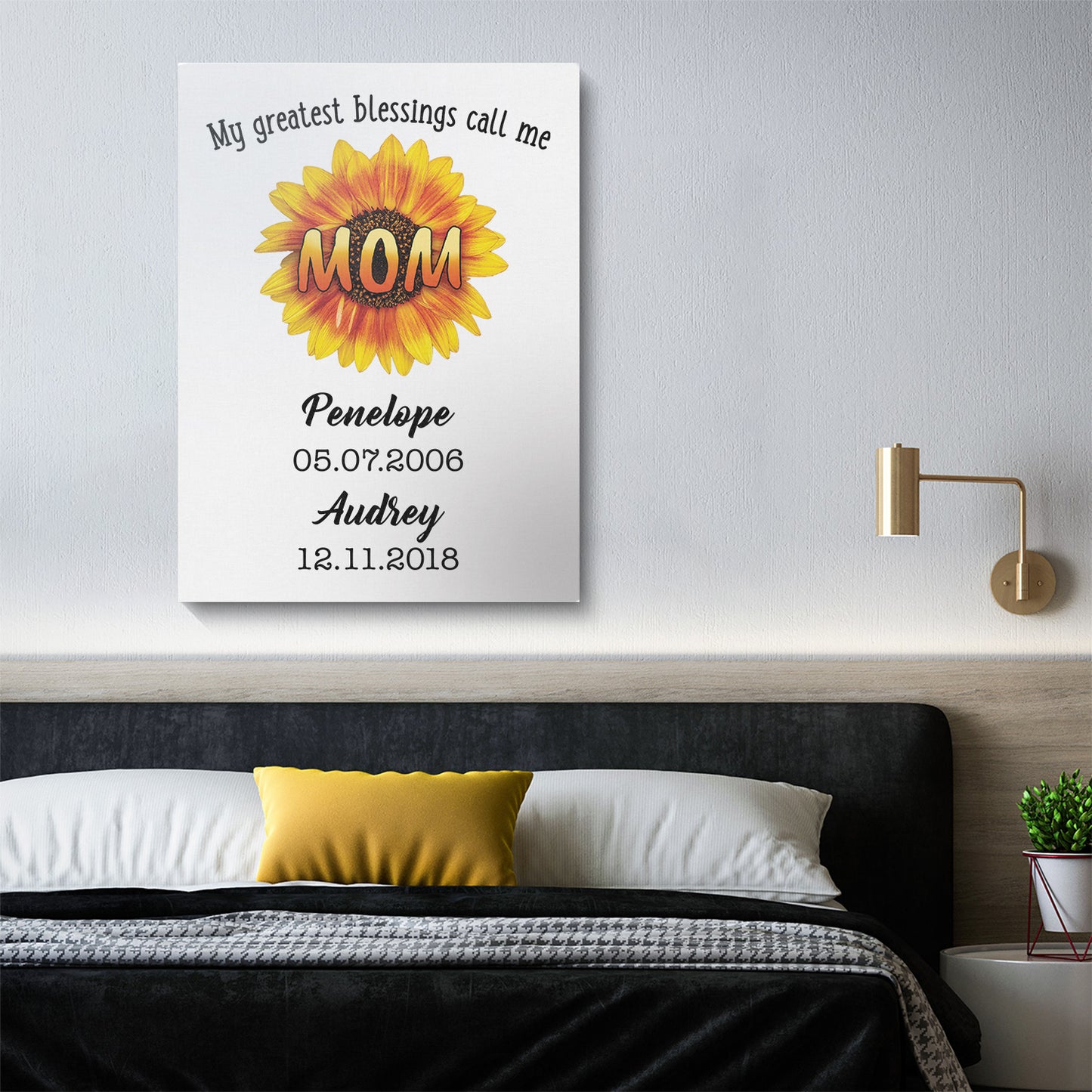 My Greatest Blessings Call Me Mom Sunflower Personalized Premium Canvas